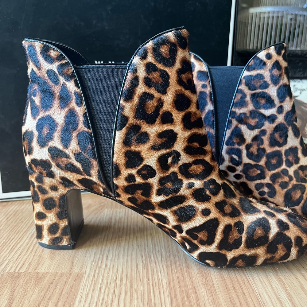 White House Black Market Leopard Print Ankle Boots